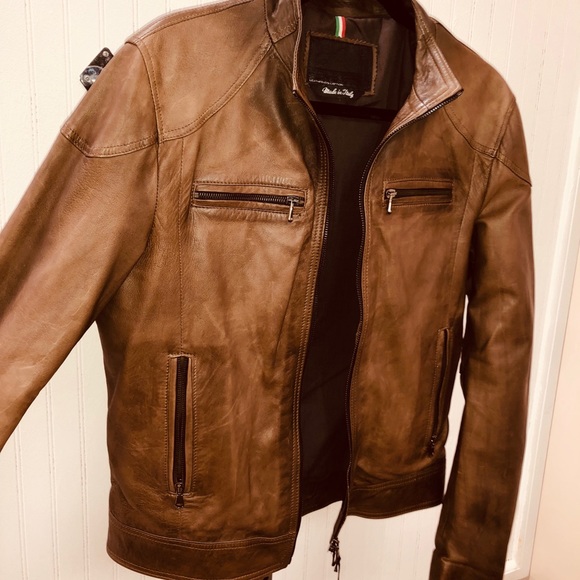 Men’s Italian leather jacket. M. NWT. - Picture 4 of 13